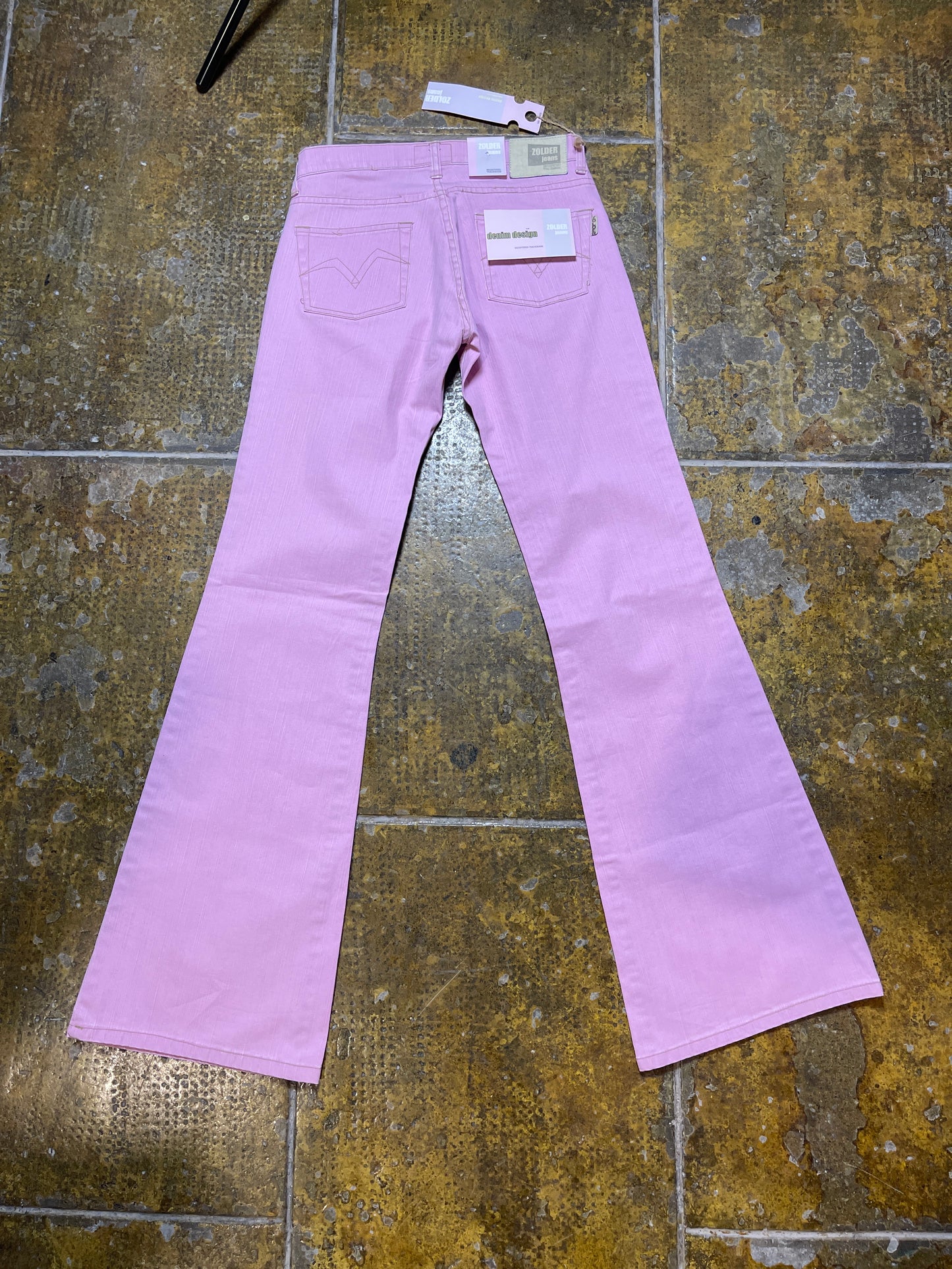 Zolder Jeans Low Waist Flared Denim Pants Pink 2000s y2k Deadstock - XS