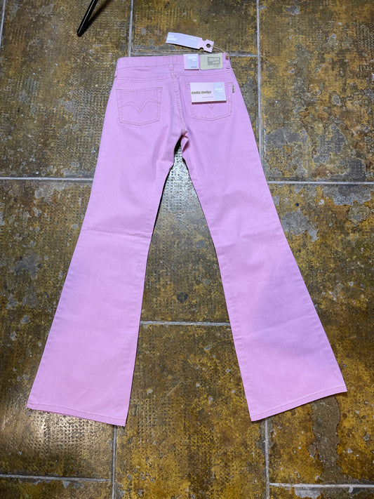 Zolder Jeans Low Waist Flared Denim Pants Pink 2000s y2k Deadstock - XS