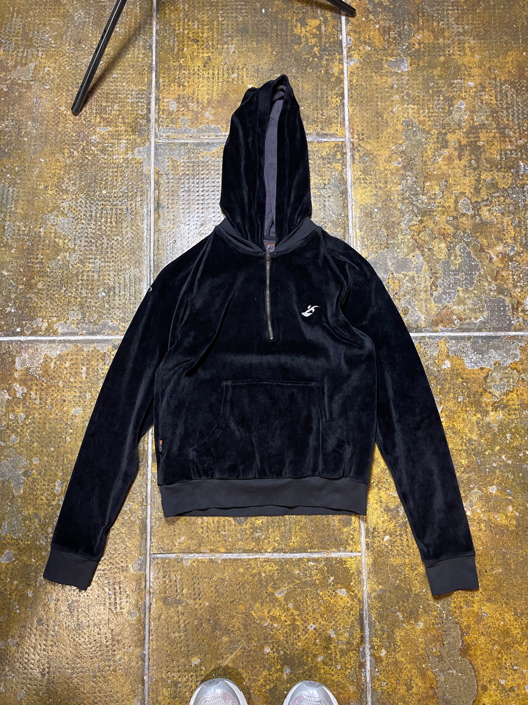 Fly Up Velour Zip Sweatshirt Black 2000s y2k - XS