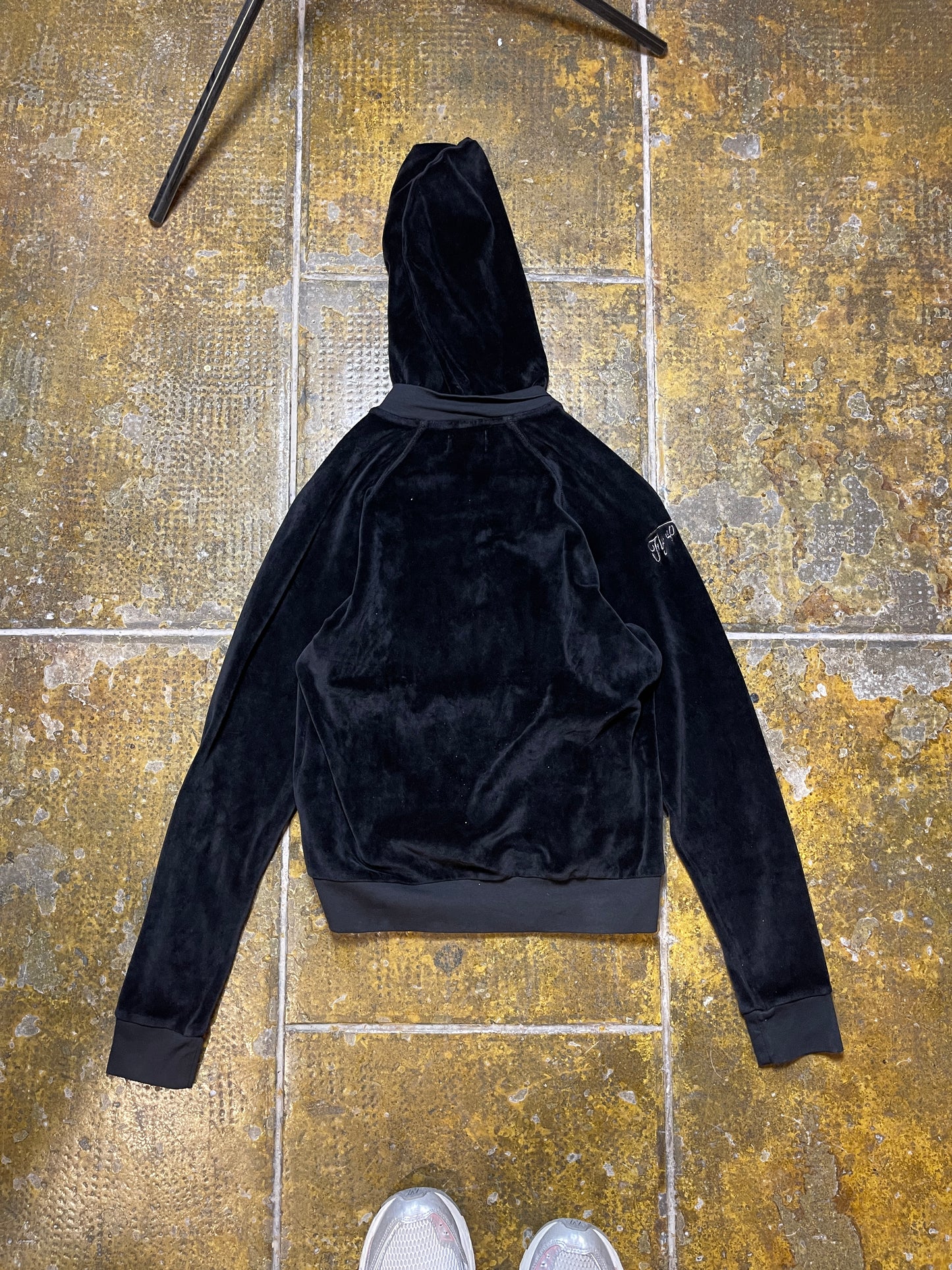 Fly Up Velour Zip Sweatshirt Black 2000s y2k - XS