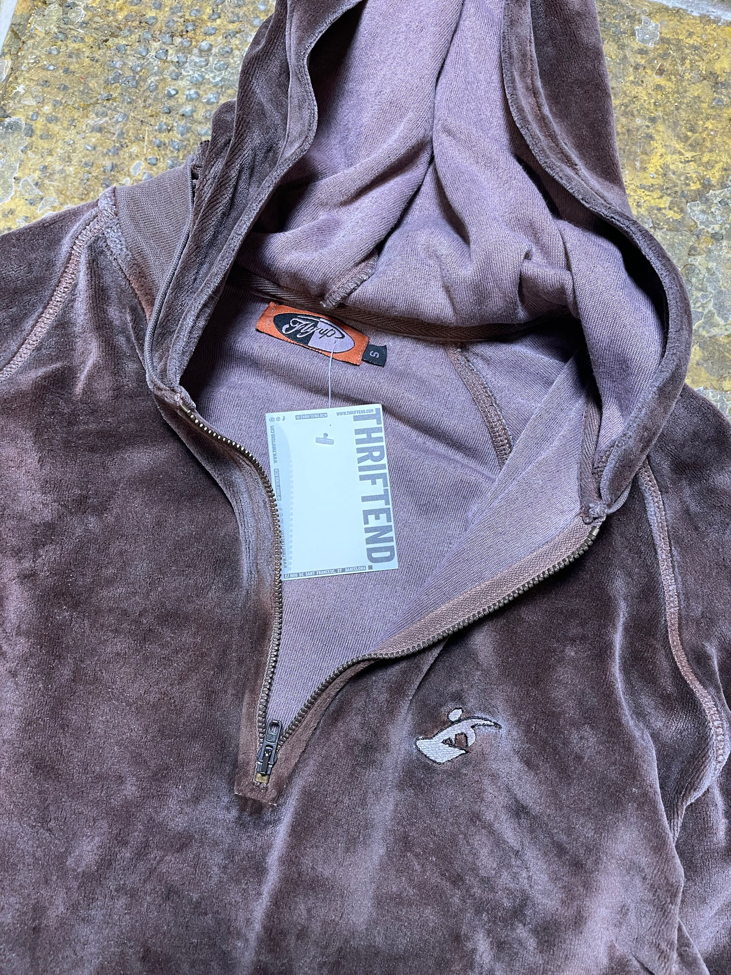 Fly Up Velour Zip Sweatshirt Brown 2000s y2k - S