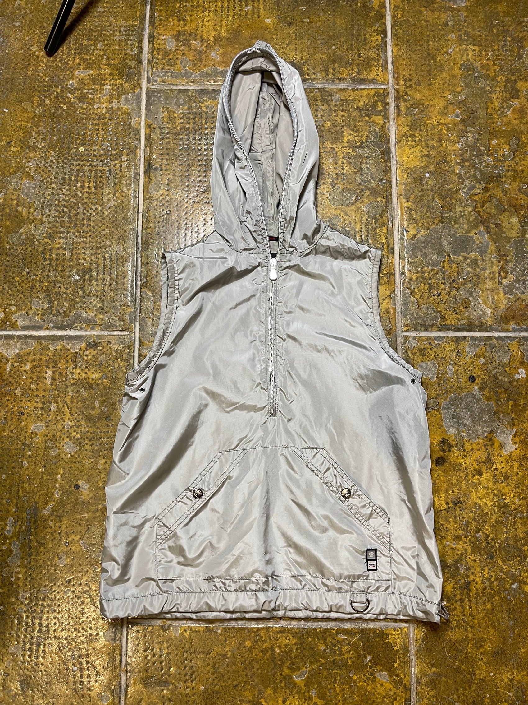 Versace Sport Hooded Vest Silver Metallic 2000s y2k - S/M