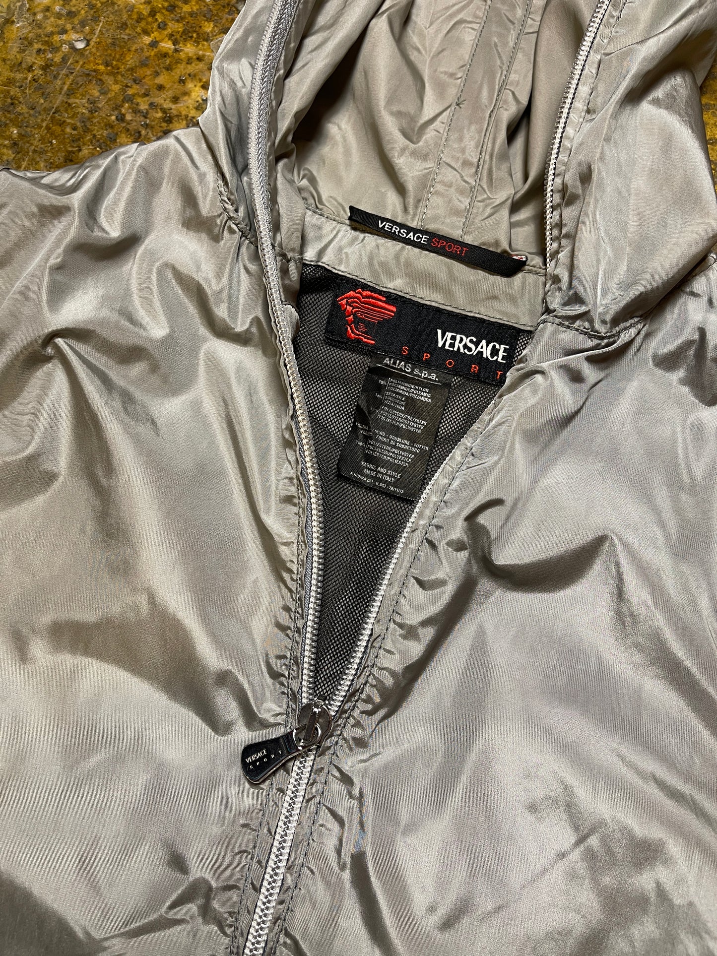 Versace Sport Hooded Vest Silver Metallic 2000s y2k - S/M