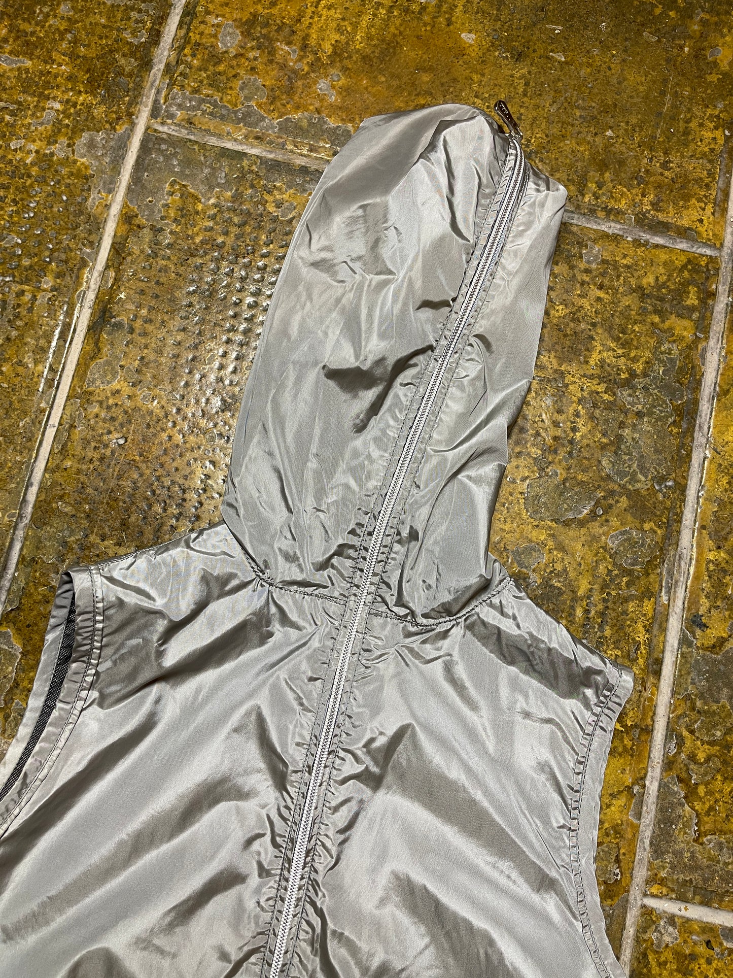 Versace Sport Hooded Vest Silver Metallic 2000s y2k - S/M