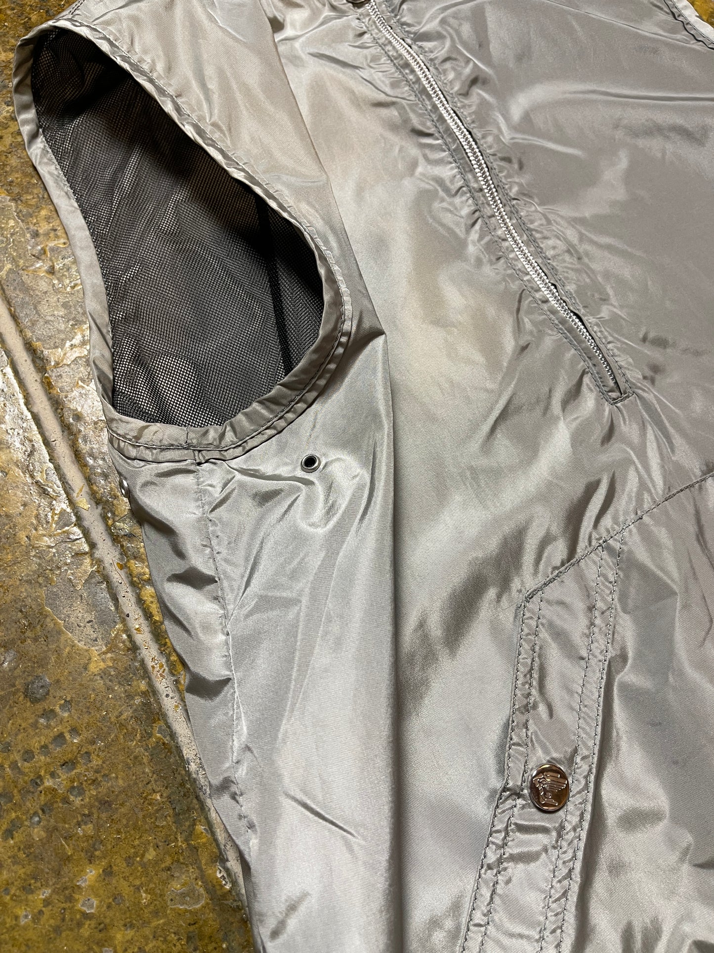 Versace Sport Hooded Vest Silver Metallic 2000s y2k - S/M