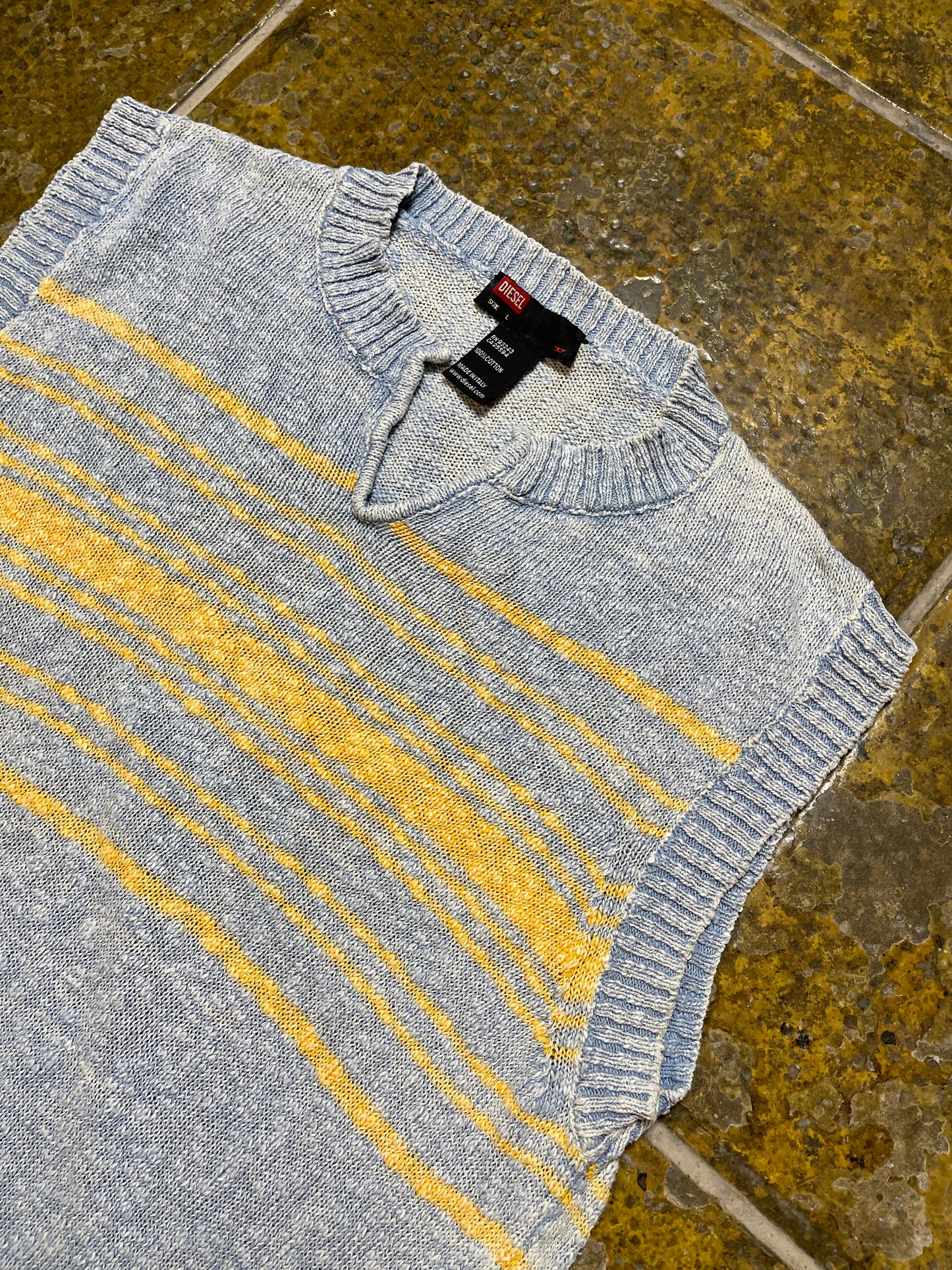 Diesel Sleeveless Sweatshirt 2000s y2k Blue Orange - L