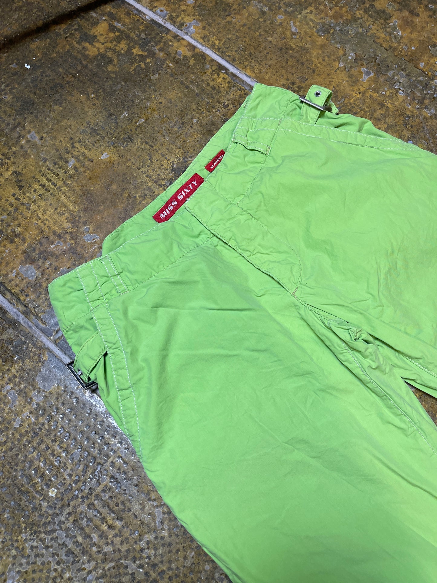 Miss Sixty Low Waist Bootcut Summer Pants Green 2000s y2k - M/L