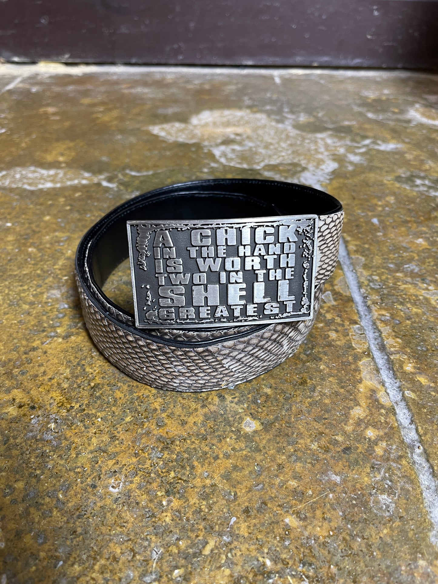 Leather Belt Snake Skin Brown 2000s y2k