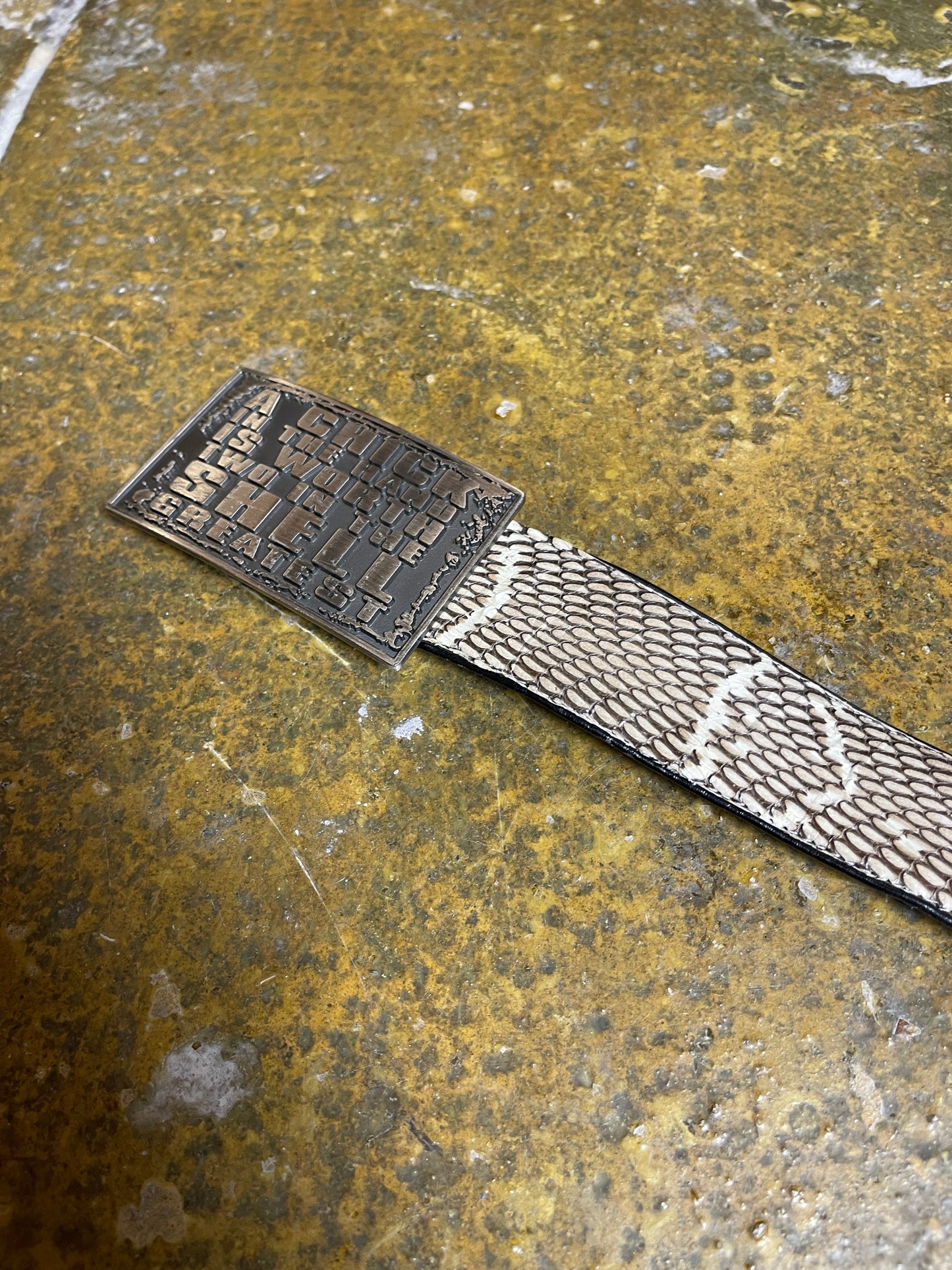 Leather Belt Snake Skin Brown 2000s y2k
