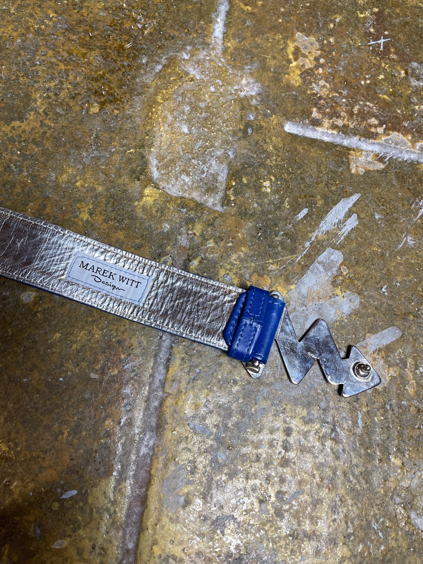 Marek Witt Designer Leather Belt Blue 2000s y2k