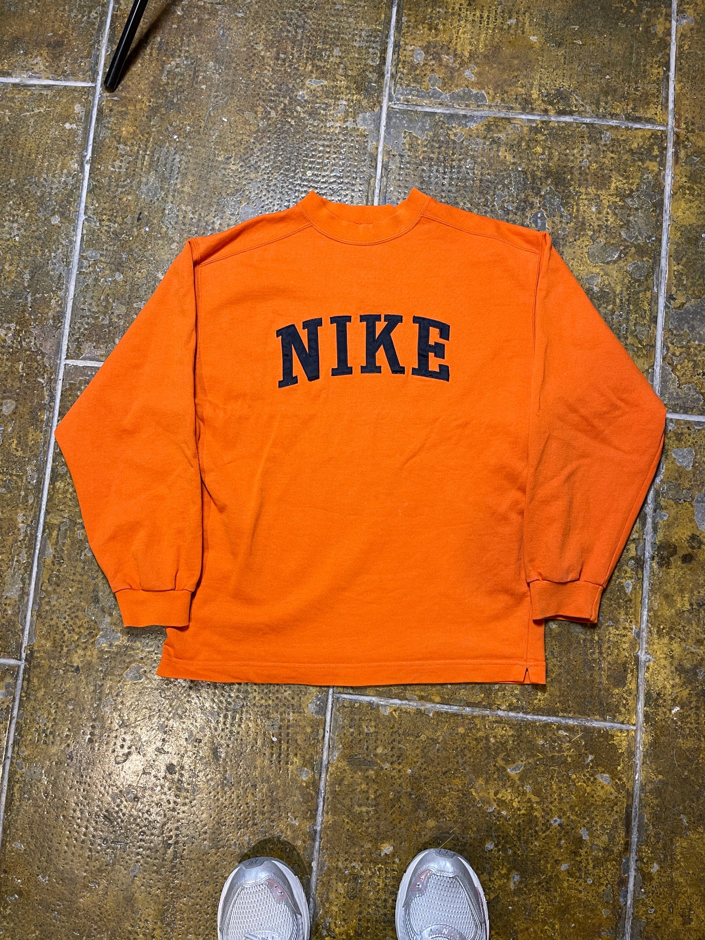 Vintage Nike Sweatshirt Crewneck Orange Spellout 1990s - XS