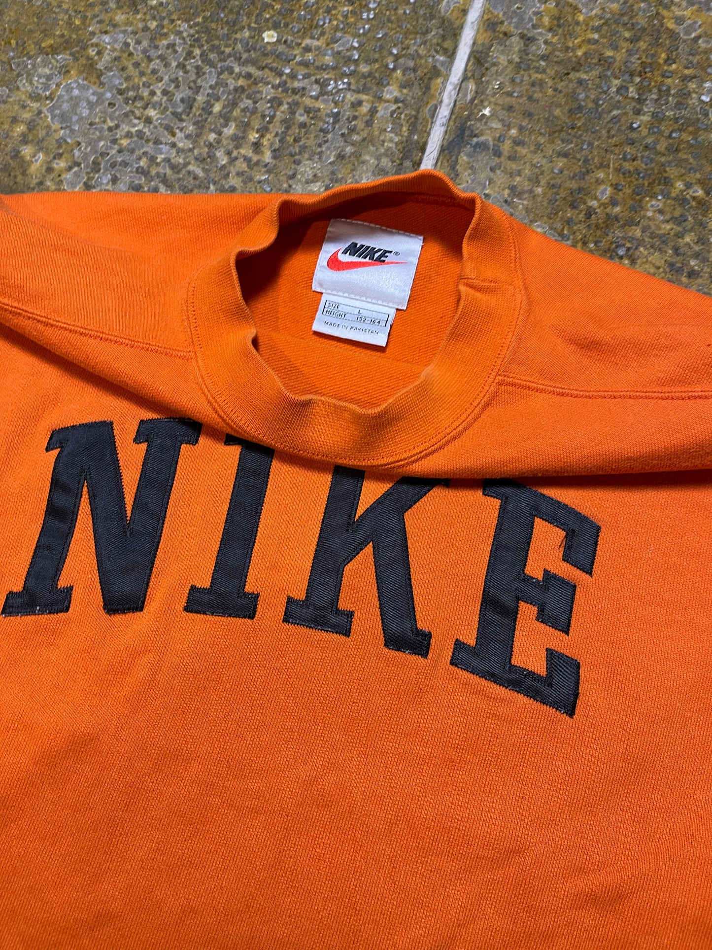 Vintage Nike Sweatshirt Crewneck Orange Spellout 1990s - XS
