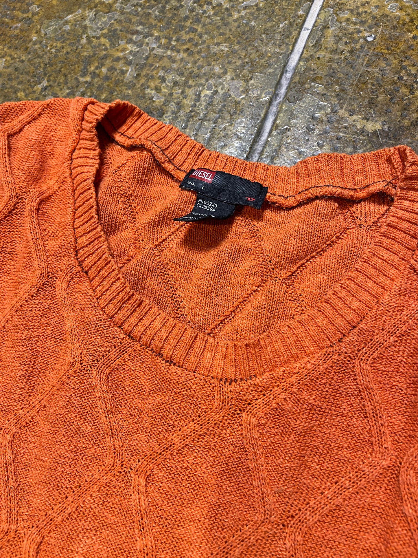 Diesel Sleeveless Sweatshirt Knitted Orange 2000s y2k - L