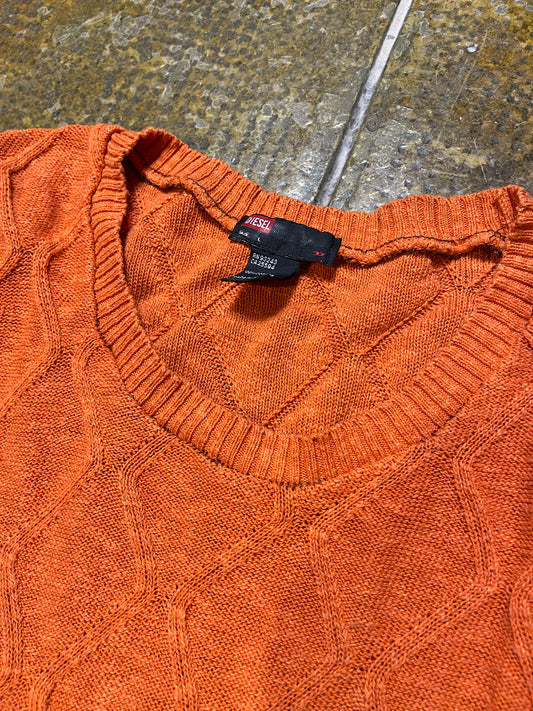 Diesel Sleeveless Sweatshirt Knitted Orange 2000s y2k - L