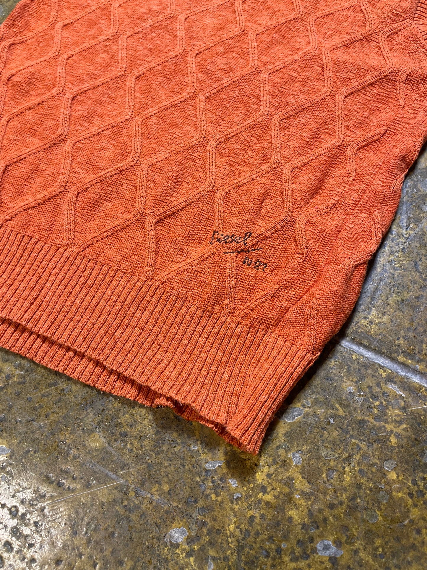 Diesel Sleeveless Sweatshirt Knitted Orange 2000s y2k - L