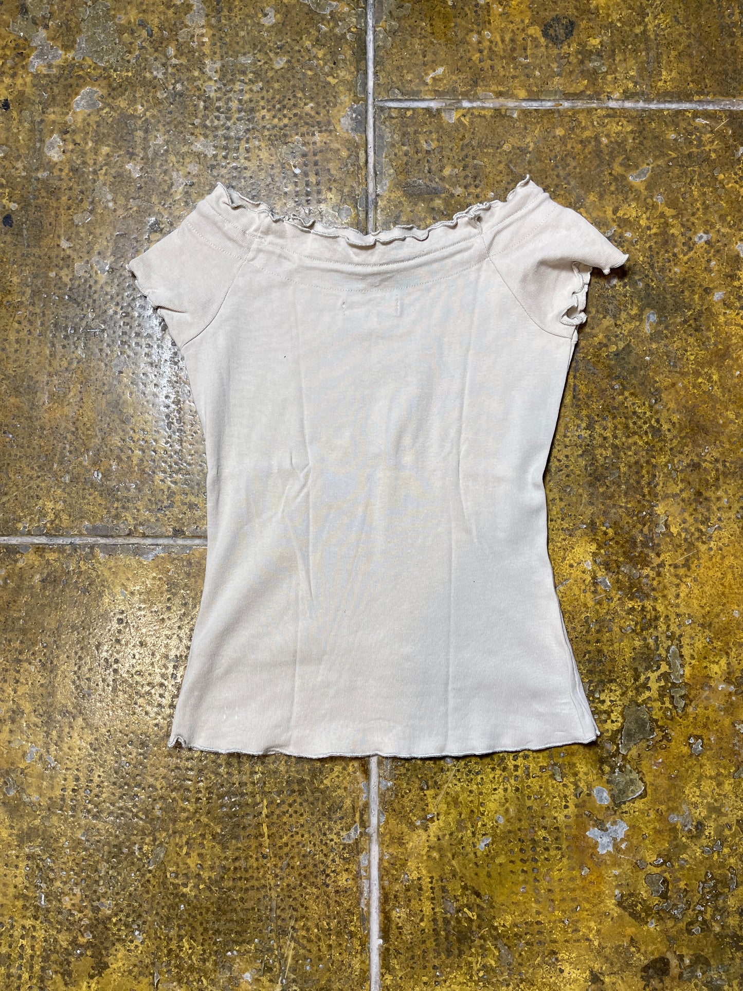 Jennifer Short Sleeve Top Cream 2000s y2k - L