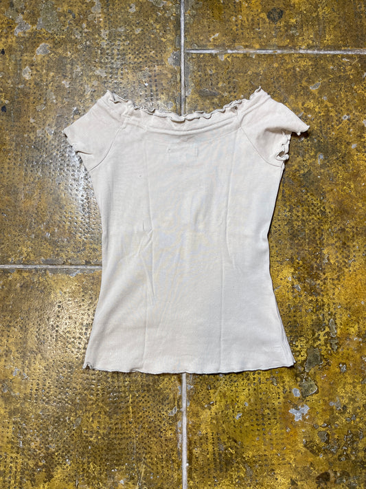 Jennifer Short Sleeve Top Cream 2000s y2k - L