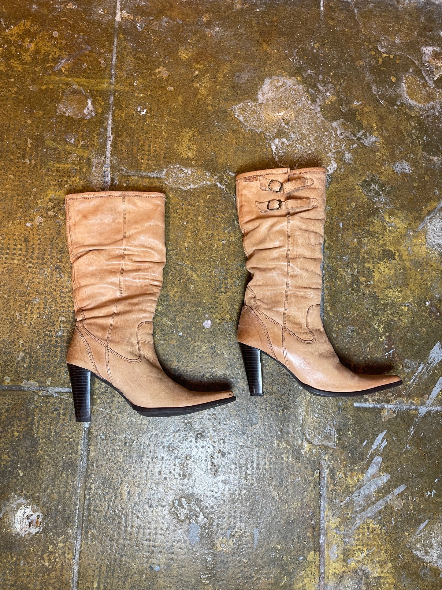 Mustang Leather Boots Brown Beige - 39