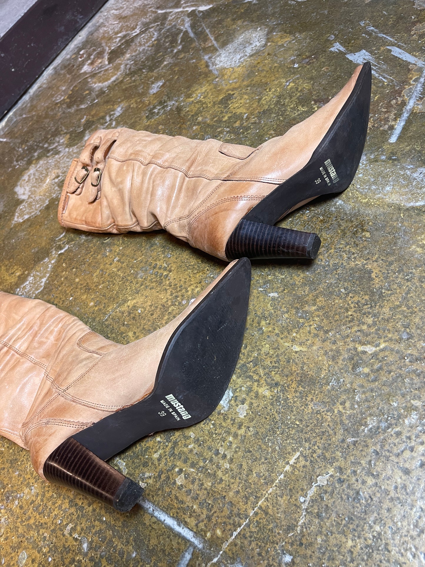 Mustang Leather Boots Brown Beige - 39