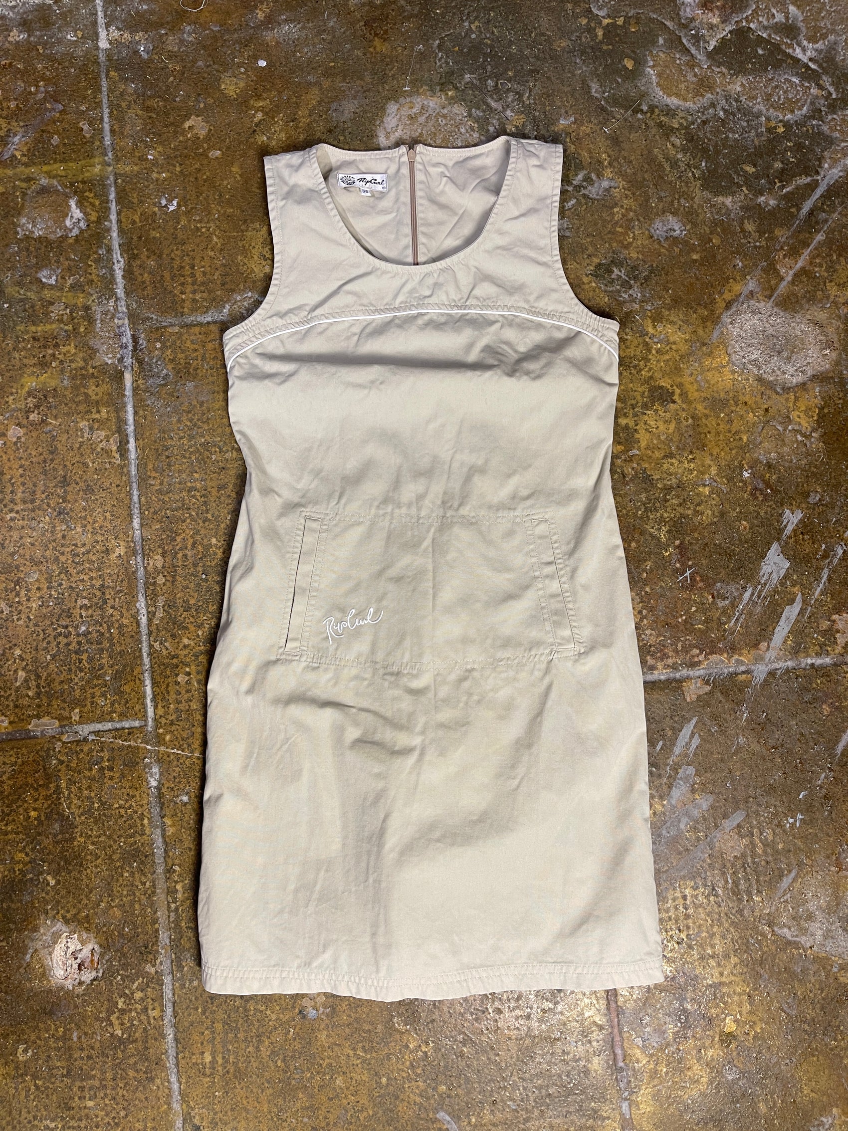 Rip Curl Sleeveless Dress Cream 2000s y2k Surf - S
