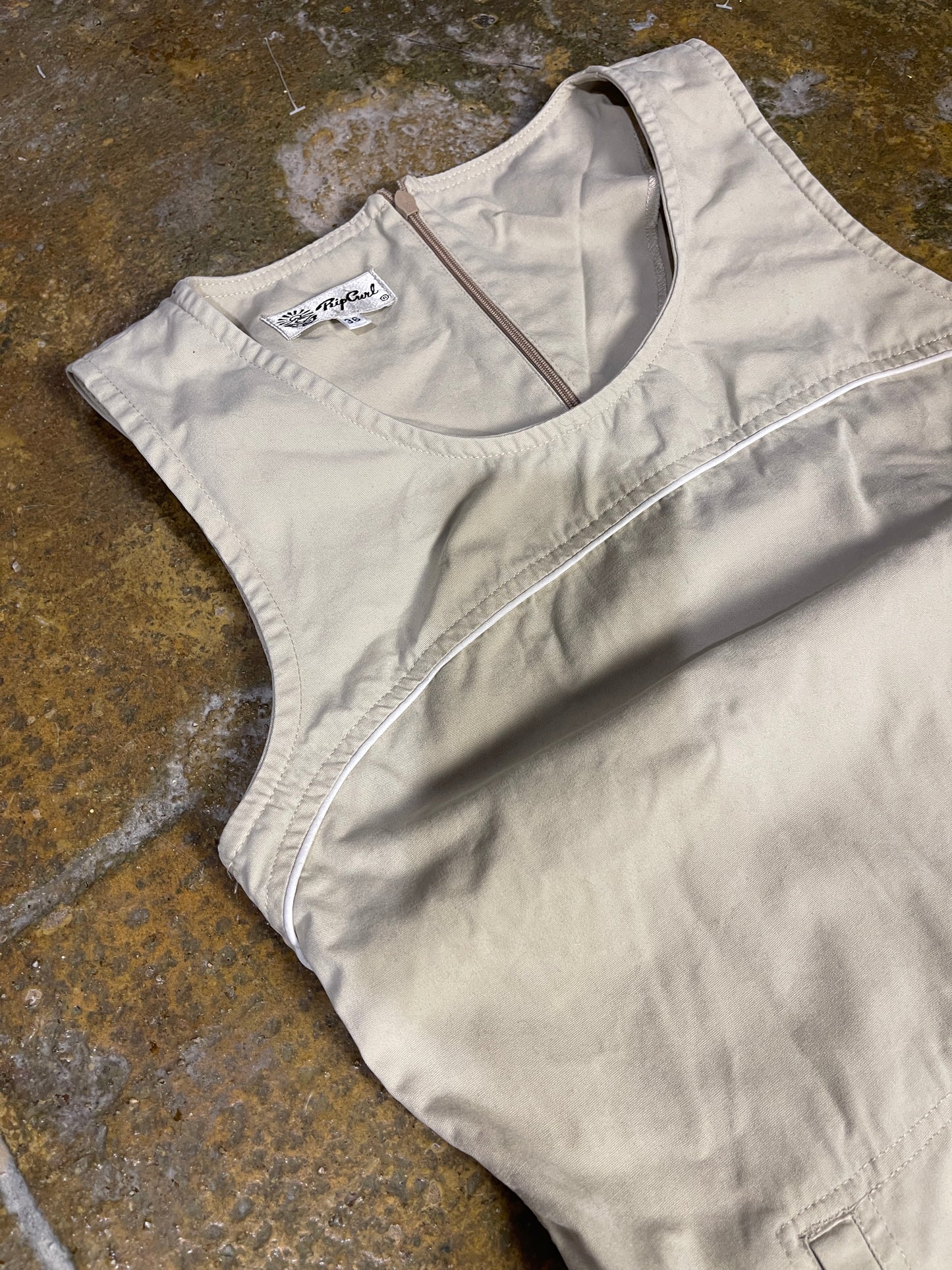 Rip Curl Sleeveless Dress Cream 2000s y2k Surf - S