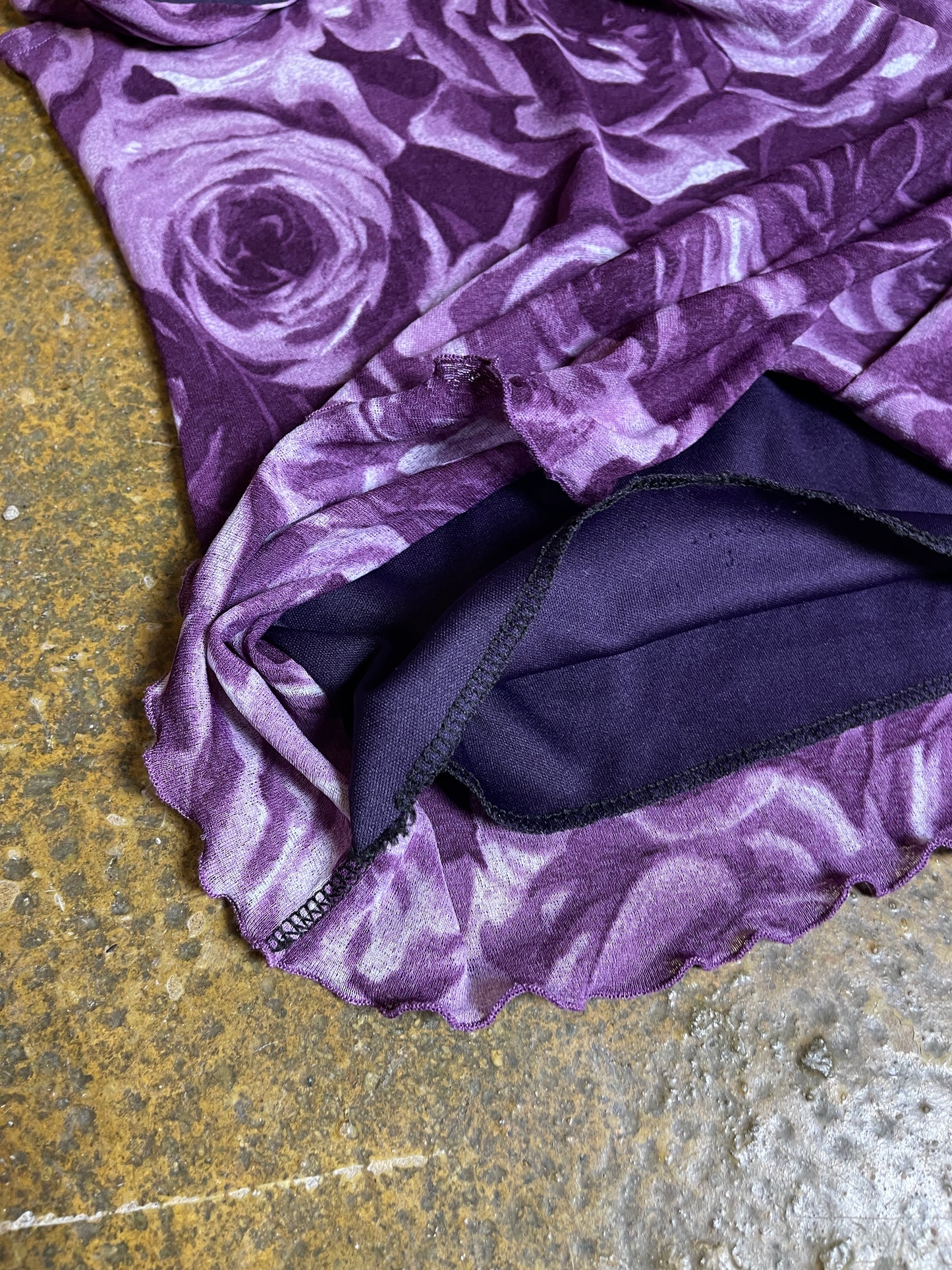 Sleeveless Top Purple 2000s y2k Roses - S