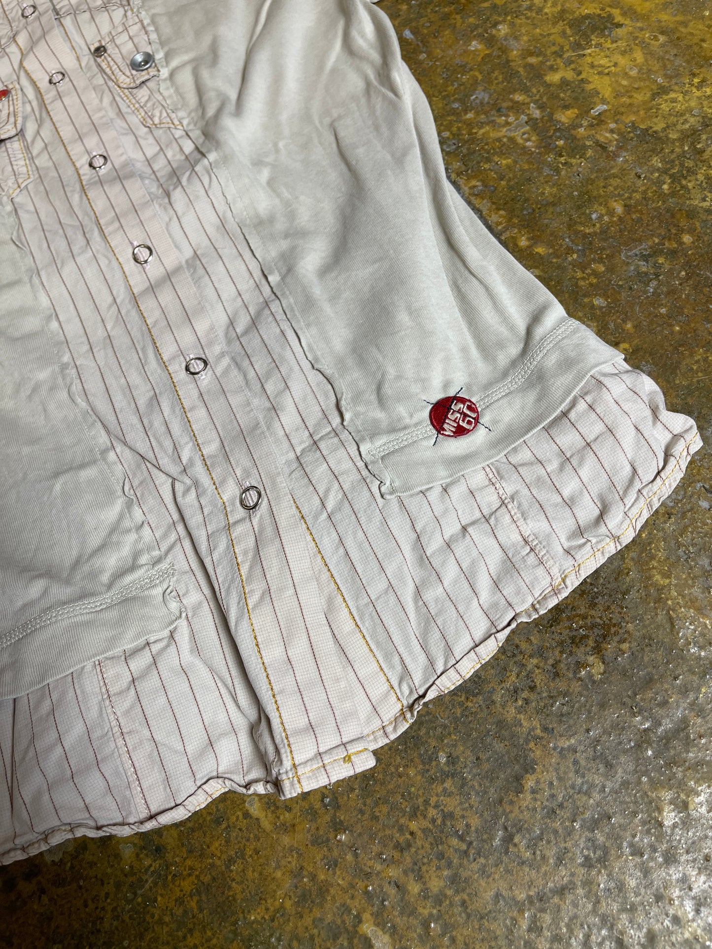 Miss Sixty Short Sleeve Top Cream Gray 2000s y2k - S
