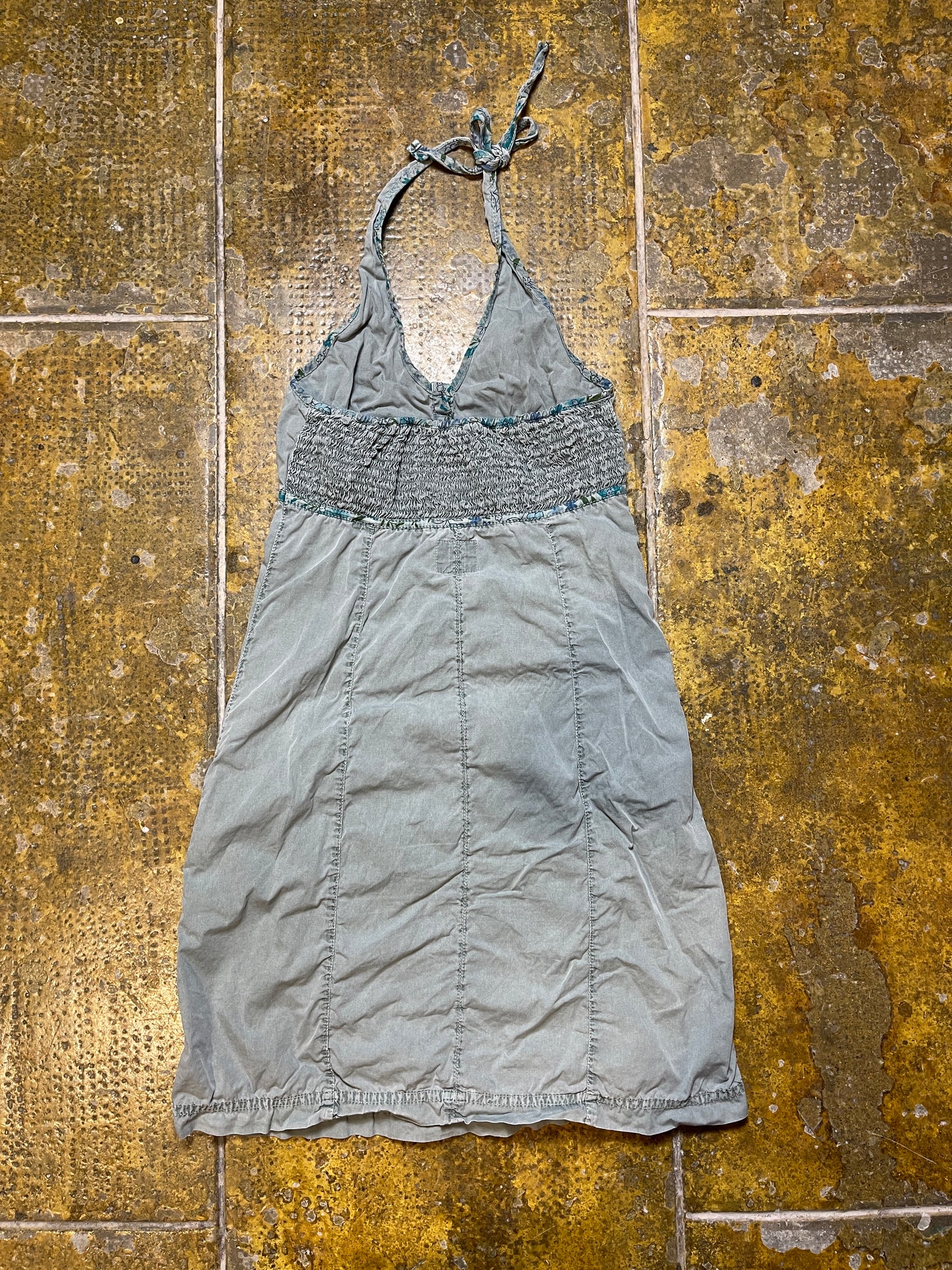 Freeman T Porter Sleeveless Neckholder Dress Gray 2000s y2k - XS