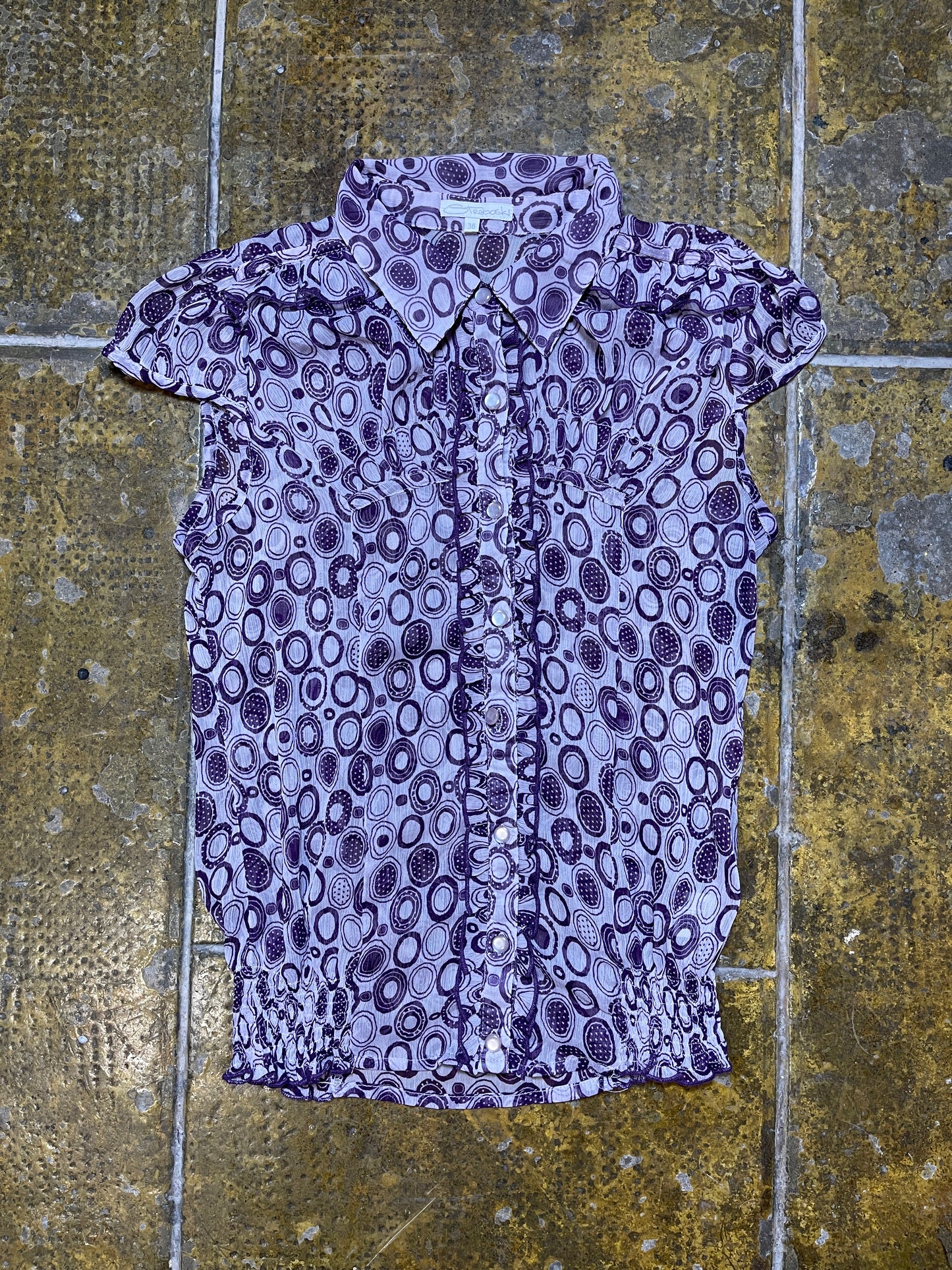 Straboski Sleeveless See Through Top White Purple 2000s y2k - M