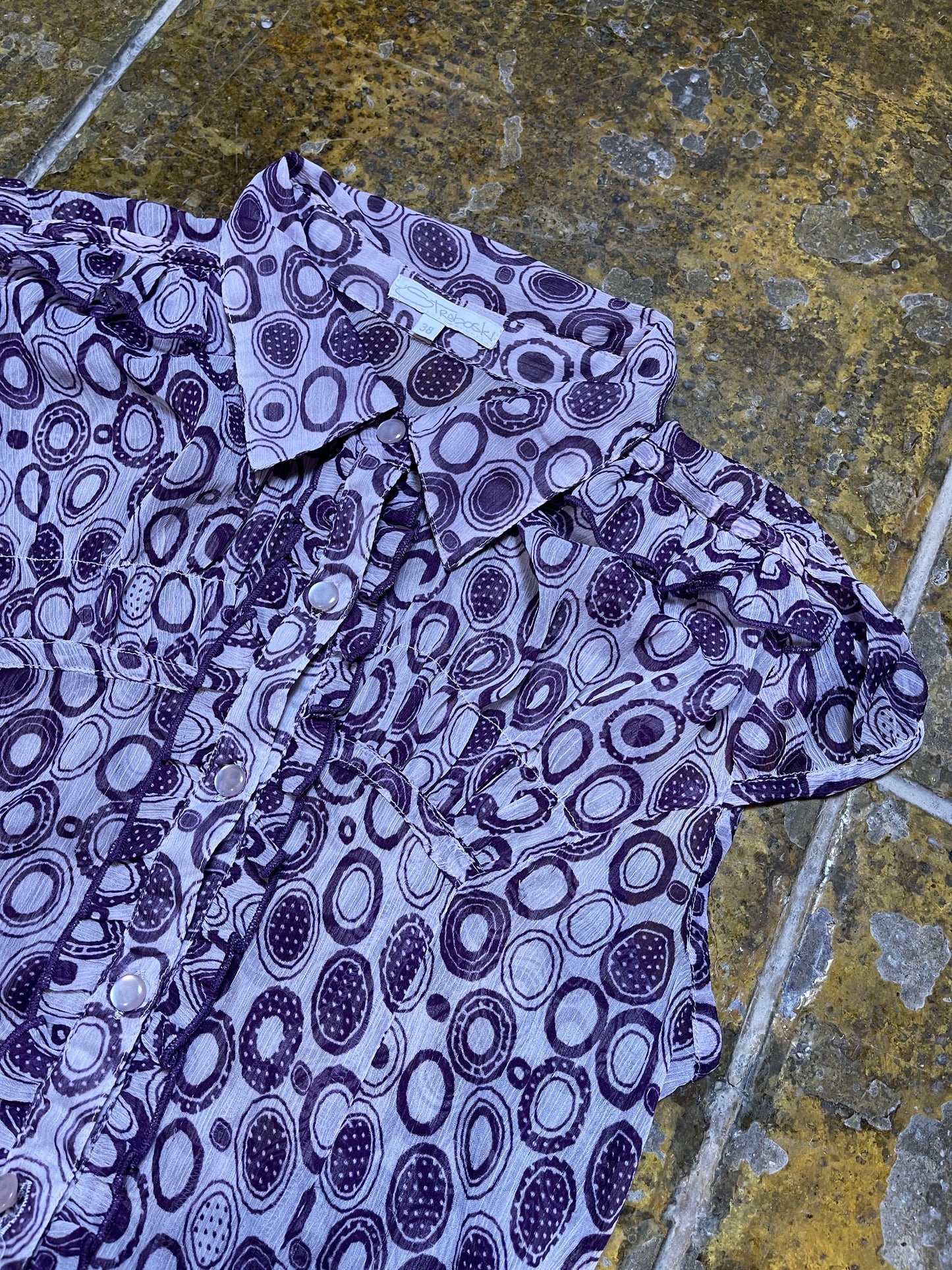 Straboski Sleeveless See Through Top White Purple 2000s y2k - M