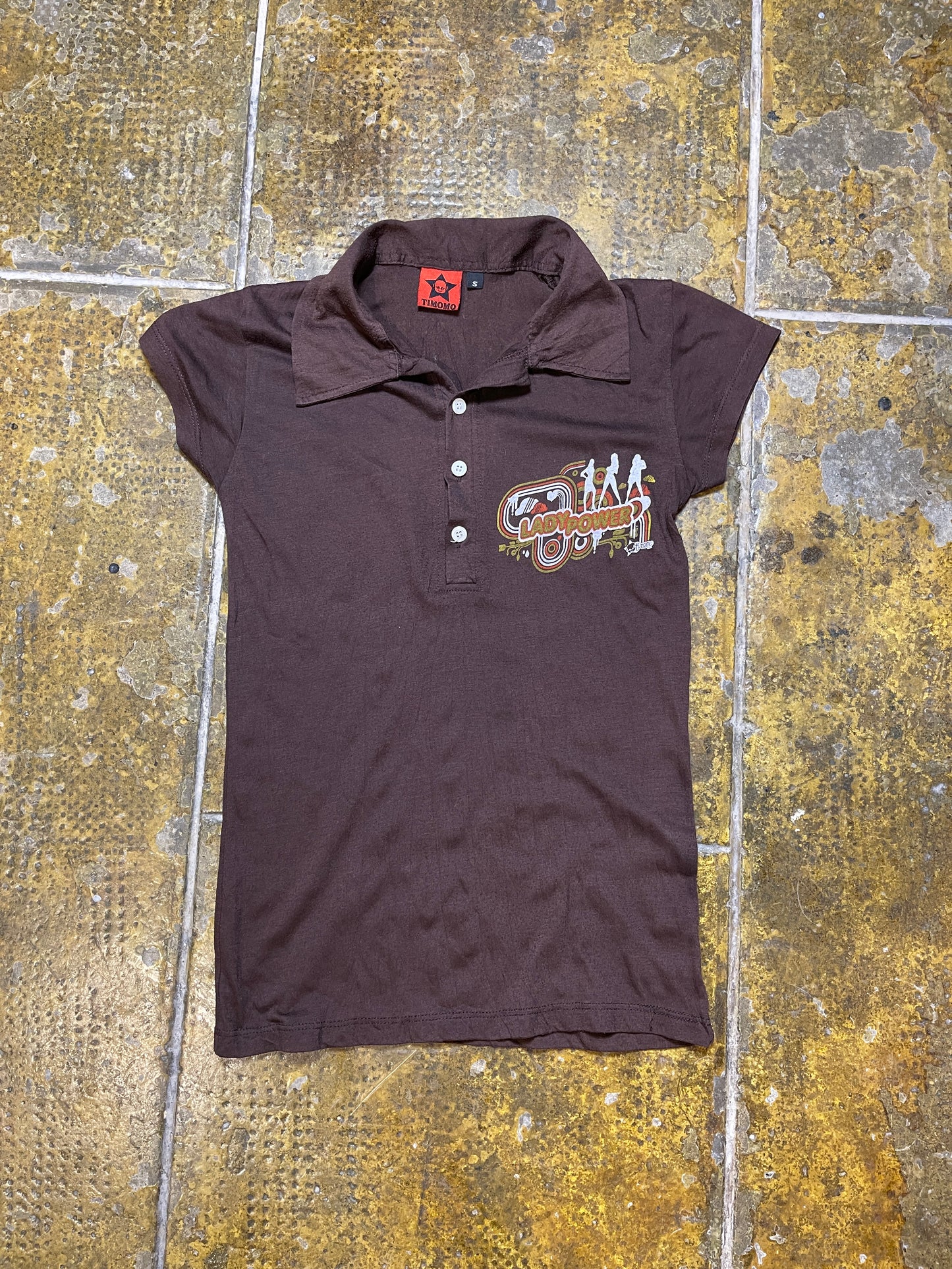 Timomo Short Sleeve Top Brown 2000s y2k - S