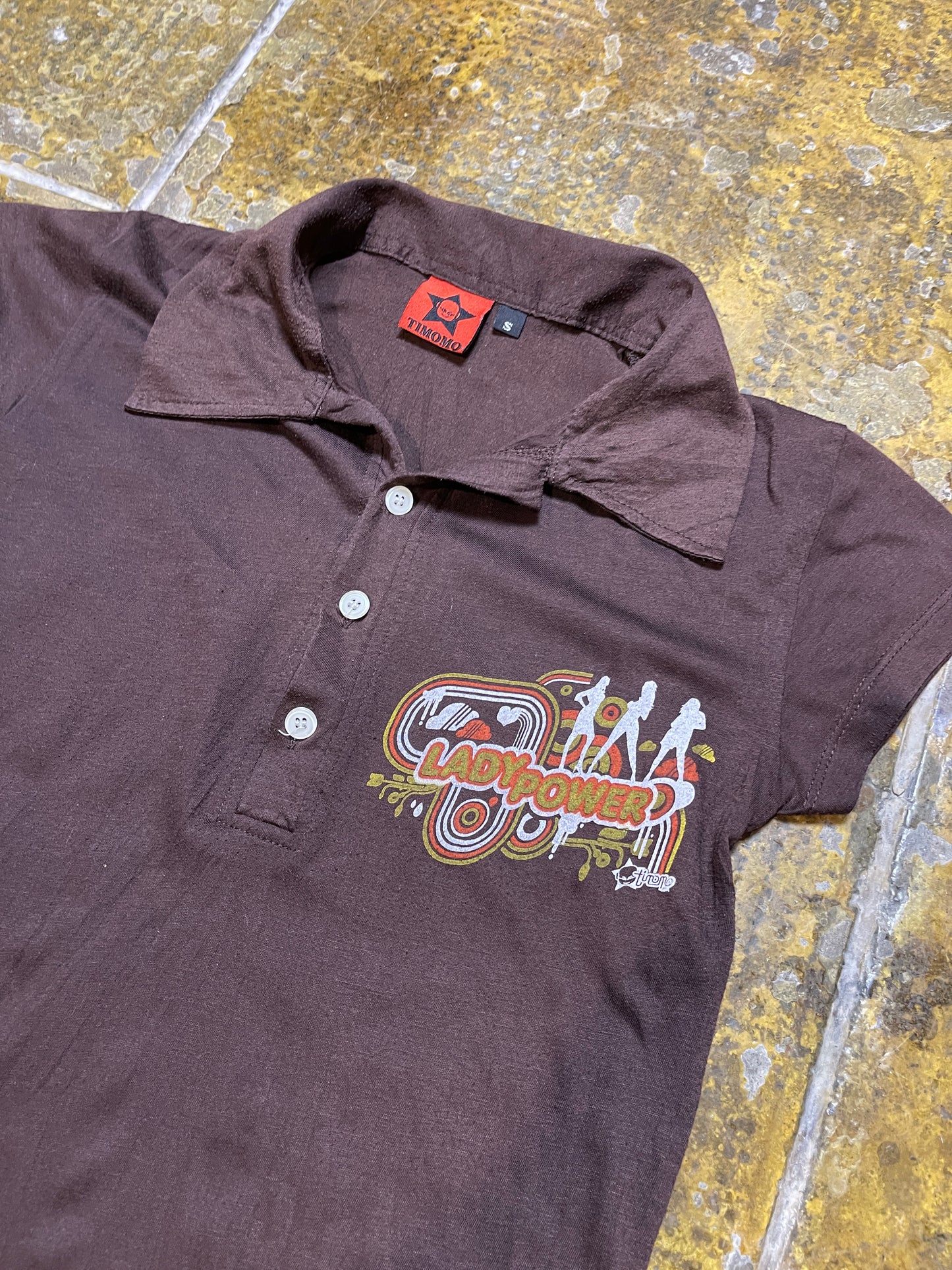 Timomo Short Sleeve Top Brown 2000s y2k - S
