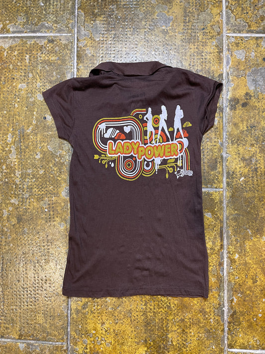 Timomo Short Sleeve Top Brown 2000s y2k - S