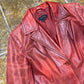 VIntage Zara Long Leather Coat Red 1990s - L