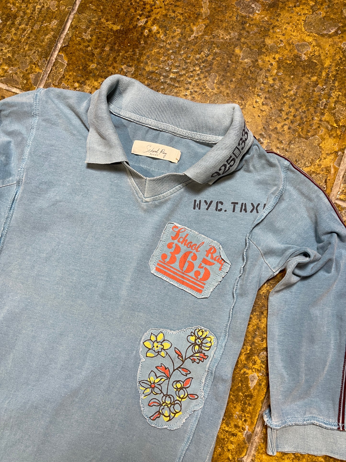 School Rag Short Sleeve Top Blue 2000s y2k - XS