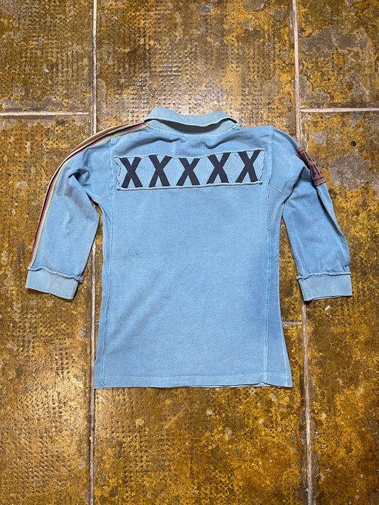 School Rag Short Sleeve Top Blue 2000s y2k - XS