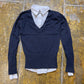 Freeman T Porter Long Sleeve Top Navy 2000s y2k - S