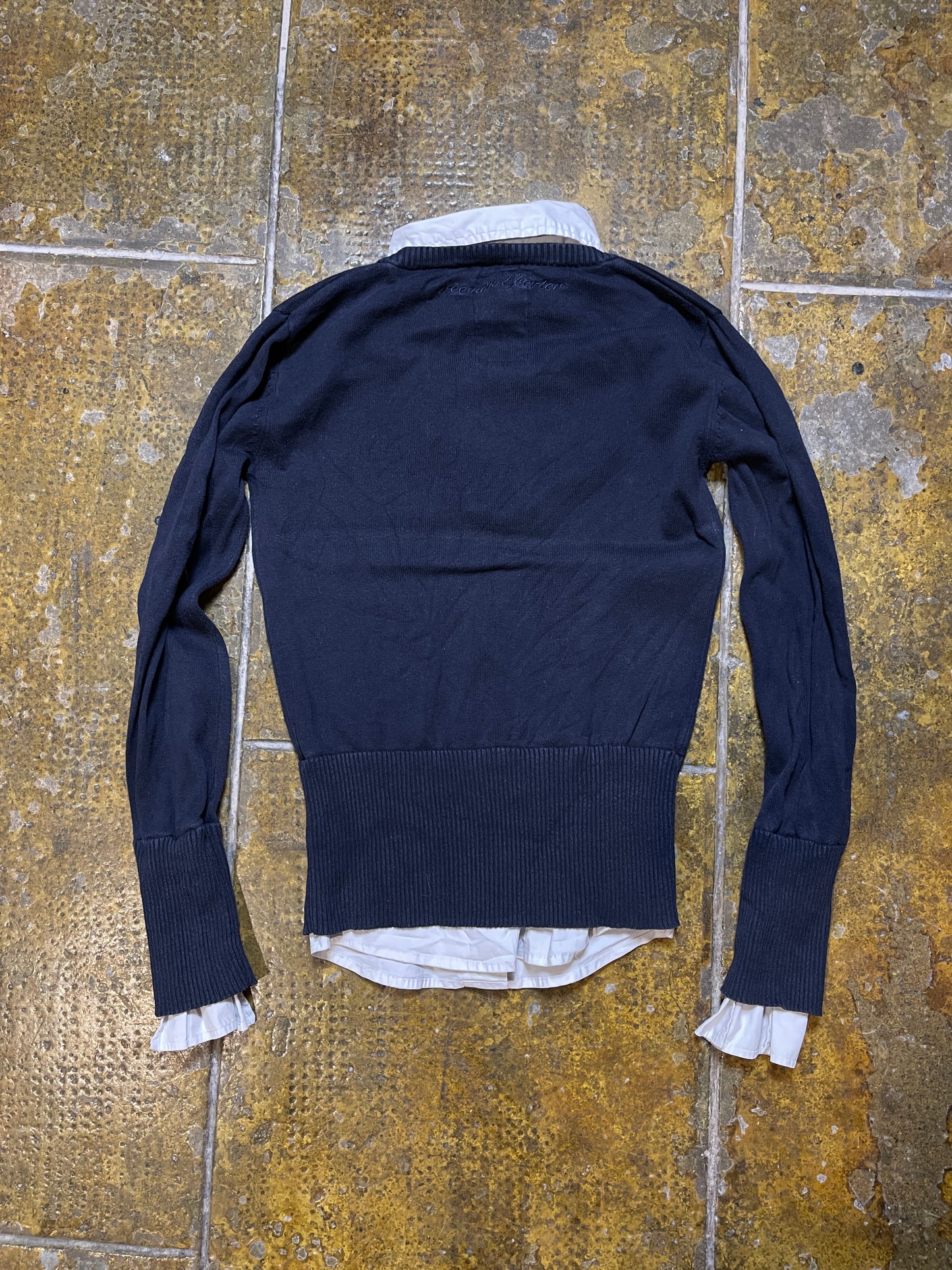 Freeman T Porter Long Sleeve Top Navy 2000s y2k - S