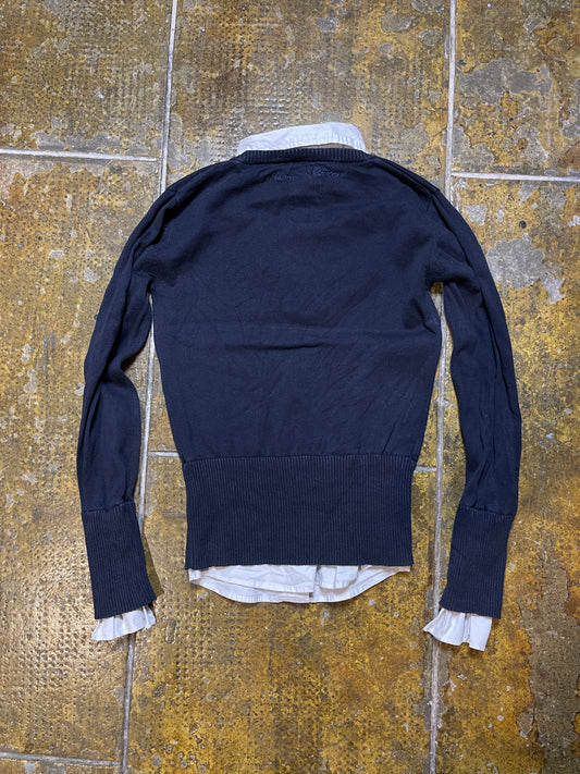 Freeman T Porter Long Sleeve Top Navy 2000s y2k - S