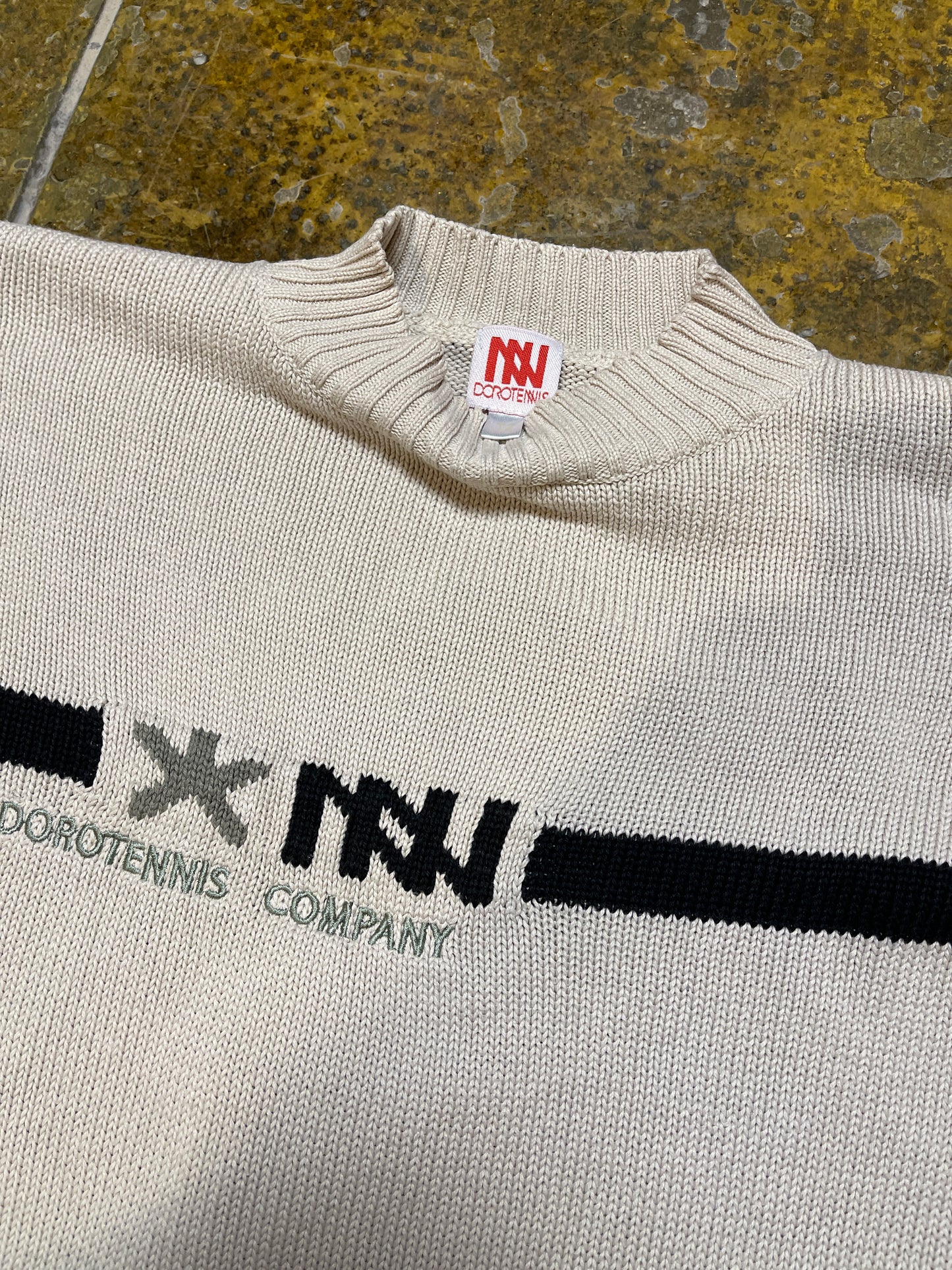 Dorotennis Knitted Sweatshirt Cream White 2000s y2k - XS