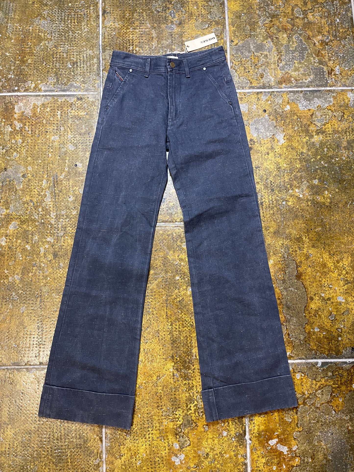 Diesel Bootcut Pants Gray Blue 2000s y2k Deadstock - S