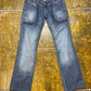 Deeply Low Waist Straight Denim Pants Blue 2000s y2k - S