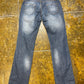Deeply Low Waist Straight Denim Pants Blue 2000s y2k - S