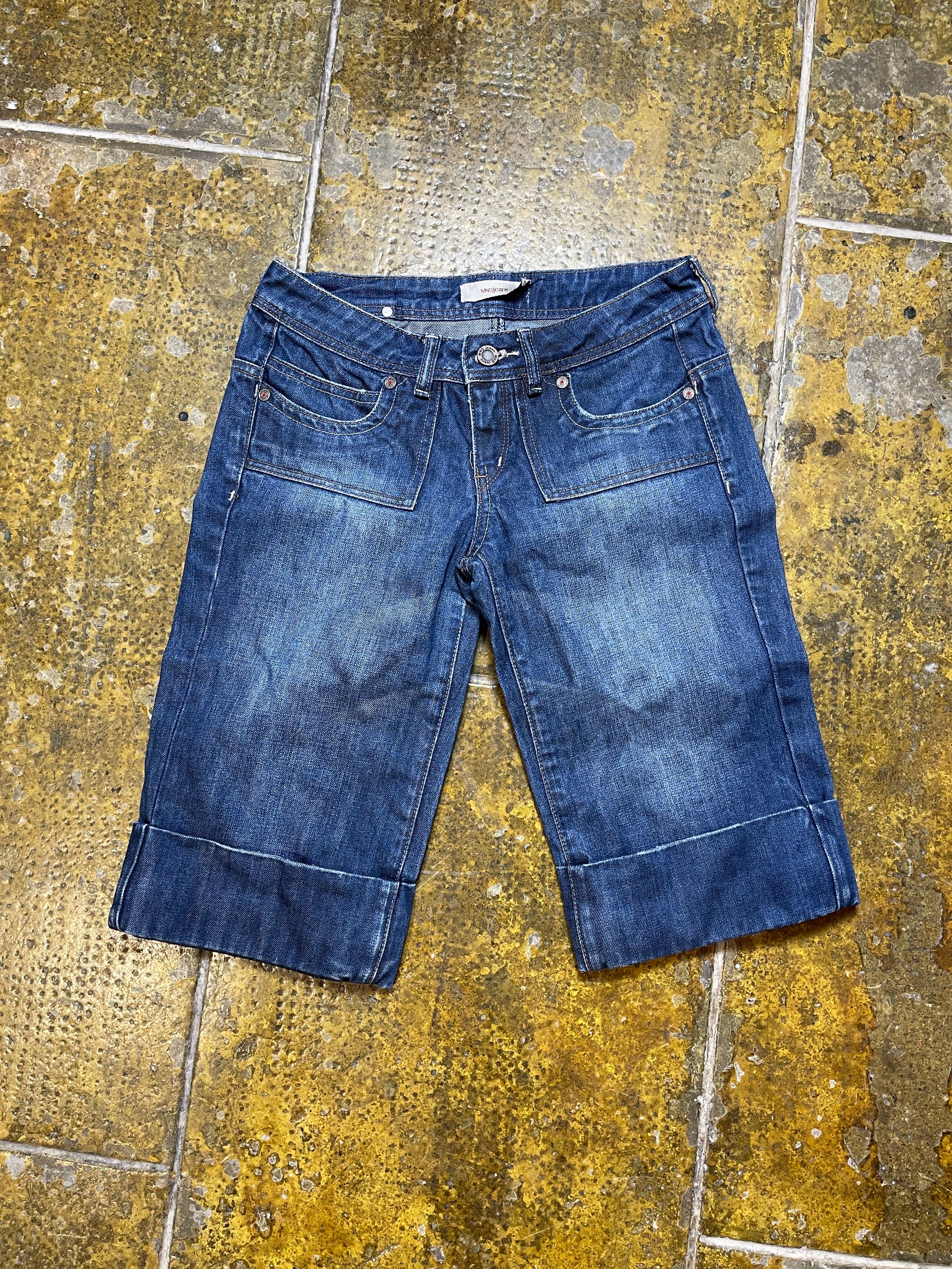 Mango Low Waist Denim Shorts Blue 2000s y2k - S