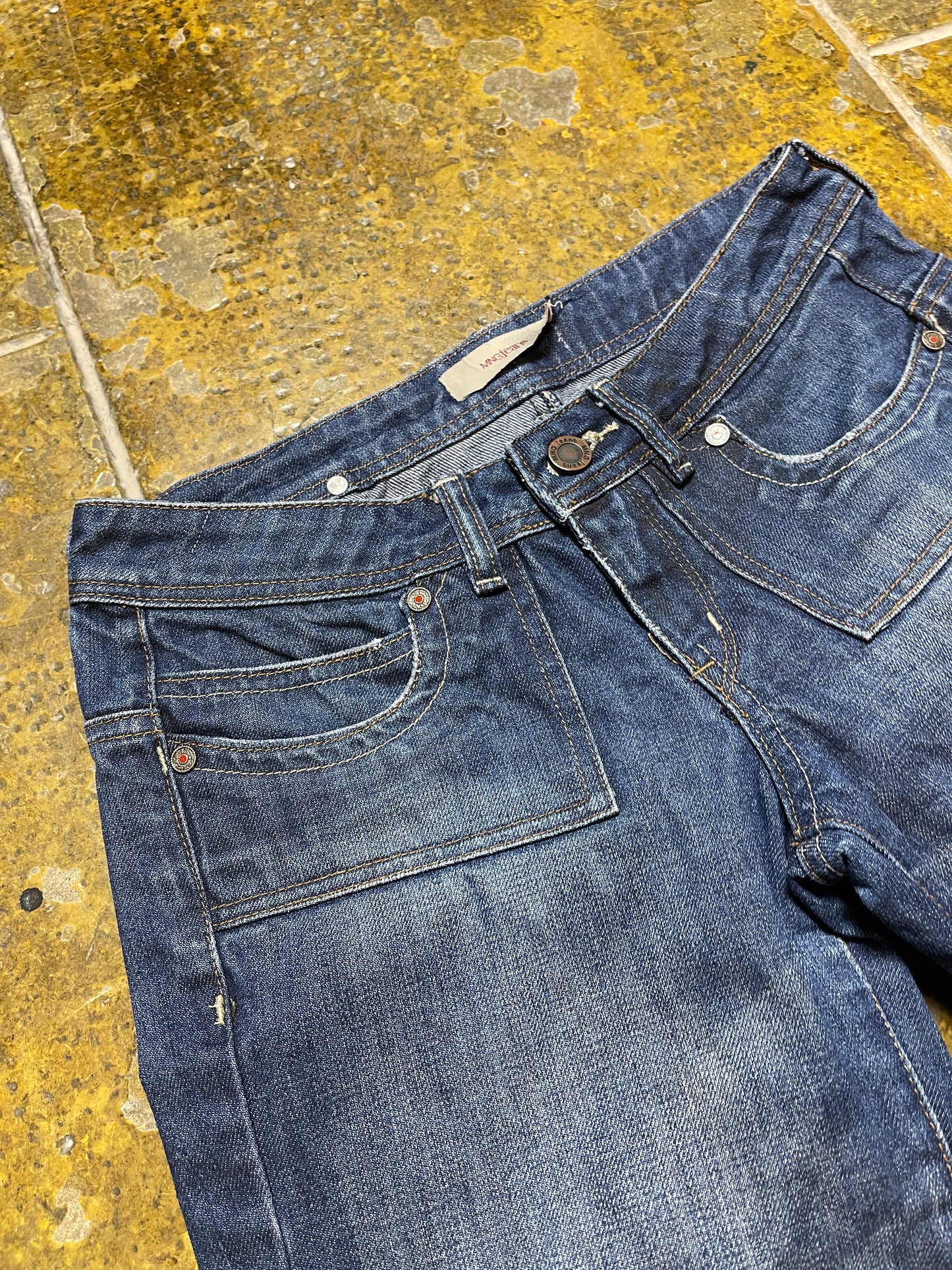 Mango Low Waist Denim Shorts Blue 2000s y2k - S