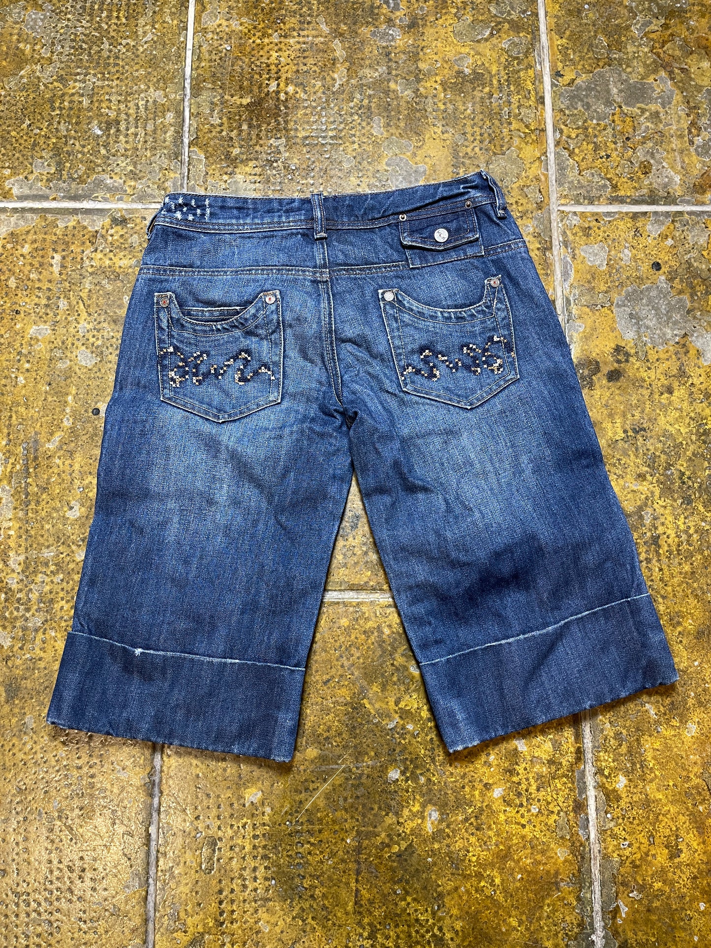 Mango Low Waist Denim Shorts Blue 2000s y2k - S