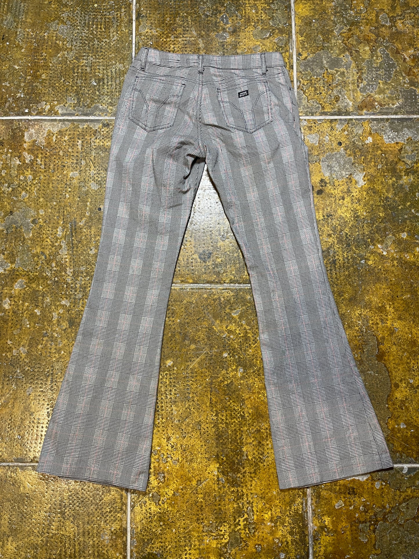 Miss Sixty Low Waist Flared checkered Pants Gray Black 2000s y2k - S/M