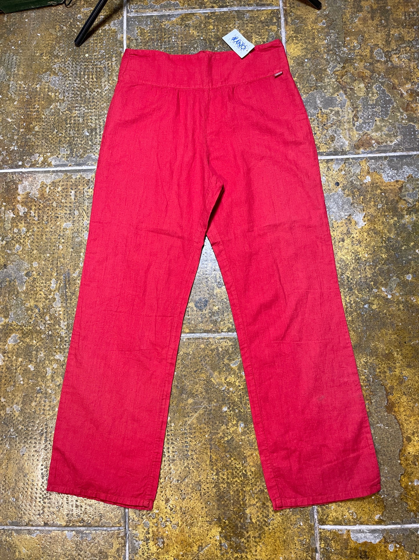 Onyx Flared Linen Pants Red 2000s y2k - XL