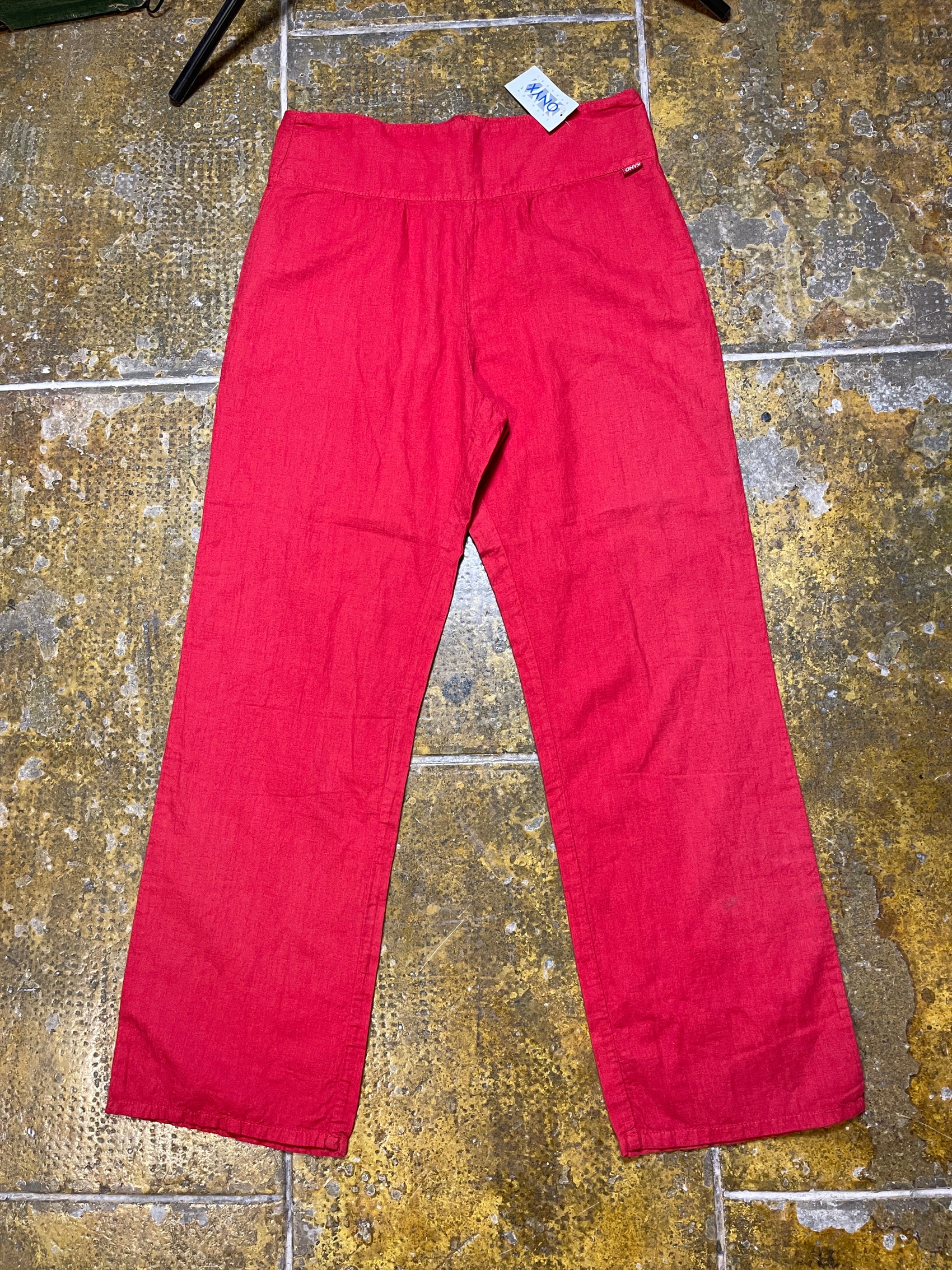 Onyx Flared Linen Pants Red 2000s y2k - XL