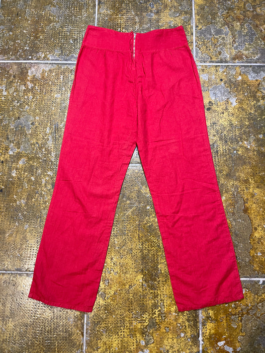 Onyx Flared Linen Pants Red 2000s y2k - XL